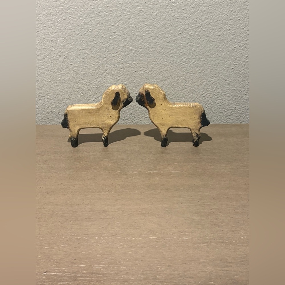 French Country Farmhouse Lamb Set Of Two,‎ made from Wood by Hand for your home.